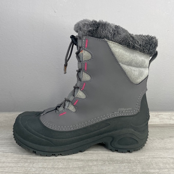 Like New! Columbia Bugaboot gray and pink snow boots size 4 - Picture 6 of 12